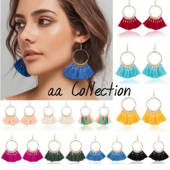 Jewelry - Tassels thread circle hoops earrings lightweight